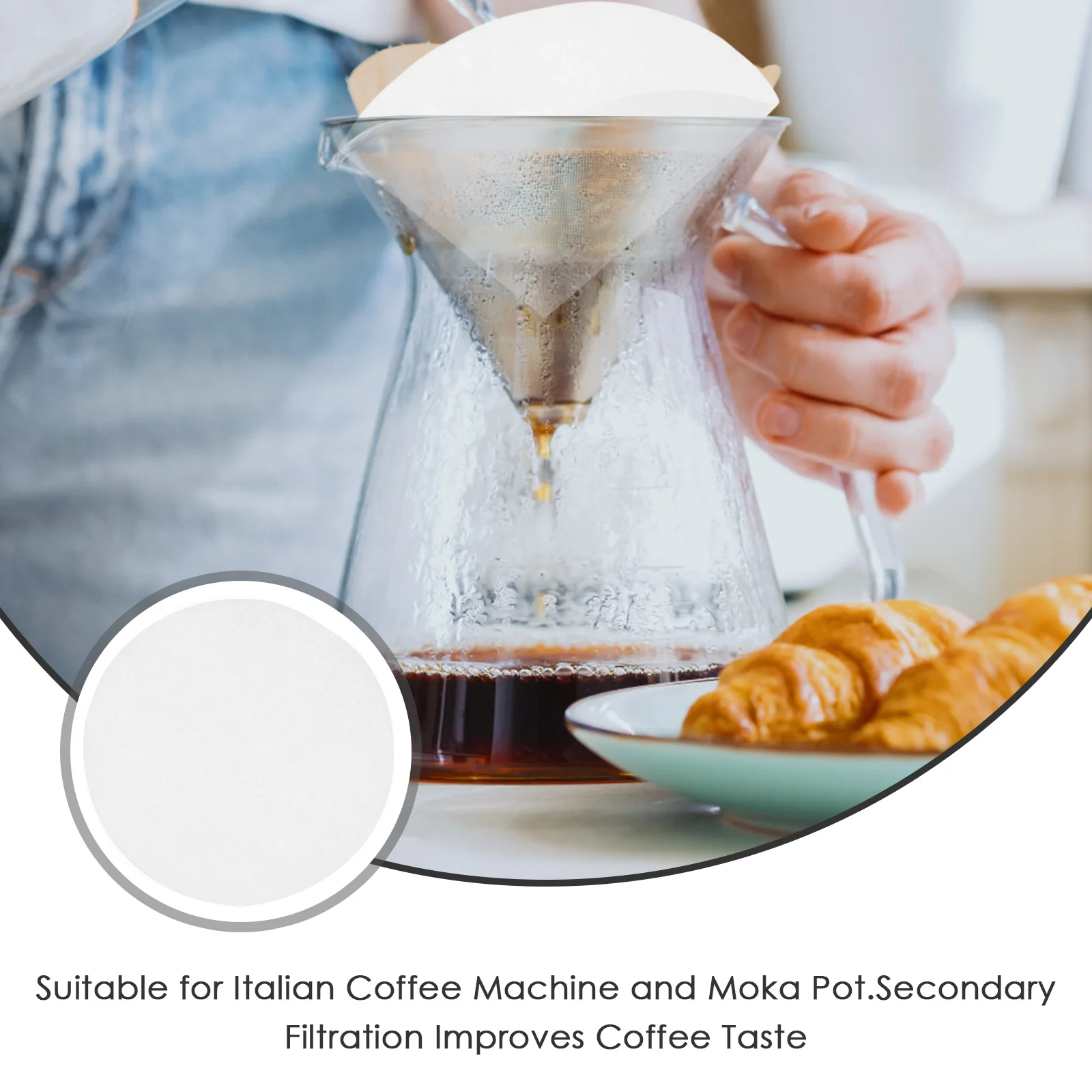 

2 шт., 2 коробки, фильтрующие подушечки для кофе, круглая бумага для эспрессо для машины, невибеленная бытовая быстрая фильтрация, удобный кофе для домашнего использования