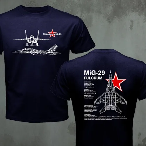 Russian Air Force Mikoyan MiG-29 Fulcrum Fighter T-Shirt 100% Cotton O-Neck Short Sleeve Summer Casual Mens T-shirt Streetwear