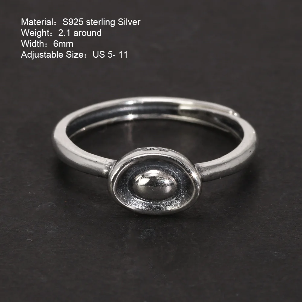 Real 100% Pure 925 Sterling Silver Chinese Ingots Ring for Woman Symbolizes Wealth Adjustable Size