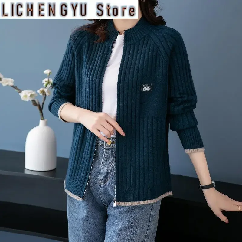 Autumn Winter Cardigan Sweater Jacket Women New Fashion Casual Loose Zipper Knitted Sweater Female Outerwear Ladies Tops 2
