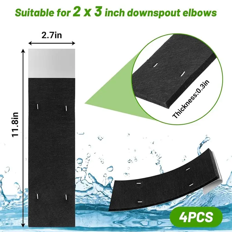A50I Rain Noise Downspout 2.6 X 11.8 In For Outdoor Sound Reducer Gutter Noise Dampener 4Pcs