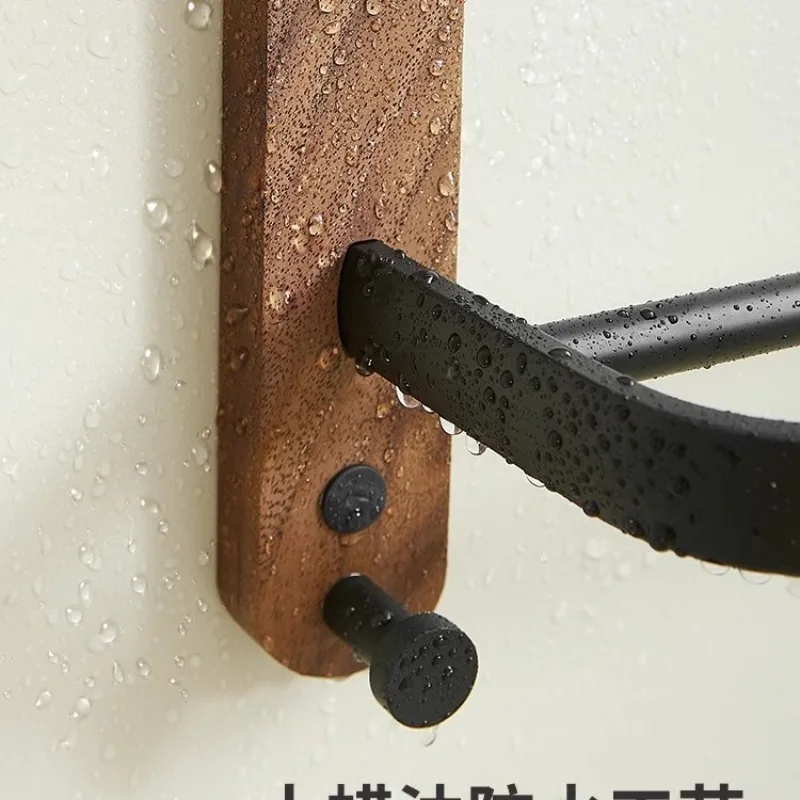 Rak Handuk Kayu Solid Walnut Rak Kamar Mandi Toilet