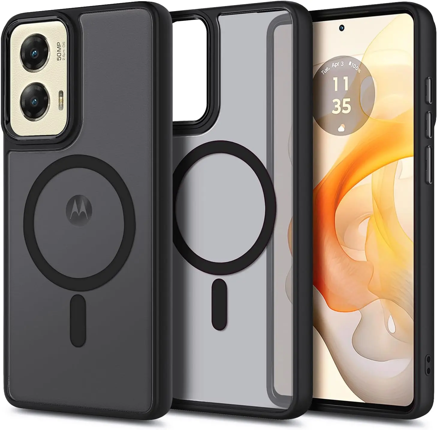 

Magnetic Phone Case for Moto G Stylus 5G, Black Translucent Matte with Military-Grade Drop Protection and MagSafe Compatibility