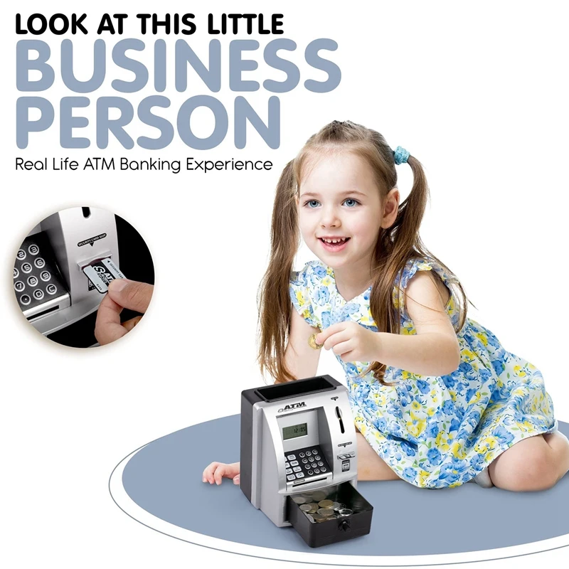 A16R-Smart ATM Piggy Bank For Money Mini Banknote Money Boxes Voice ATM Machine To Teach Children Money Management