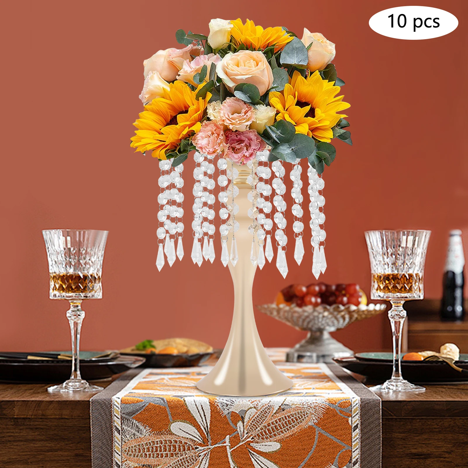 

10PCS Flower Stands Crystal Tabletop Flower Stand, Flower Arrangement Stand for Wedding Party Home Decoration