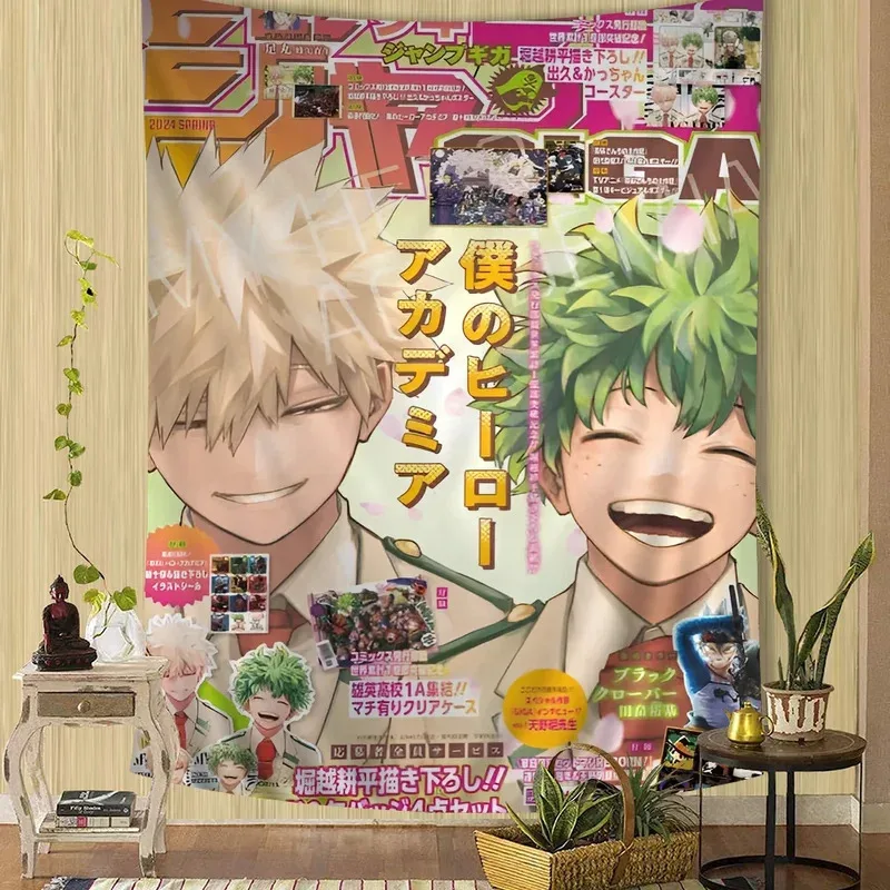 VIKAMA My Hero Academia Tapestry, Anime Wall Art, Cute Cartoon Print, Perfect for Bedroom, Living Room, Dorm Decor