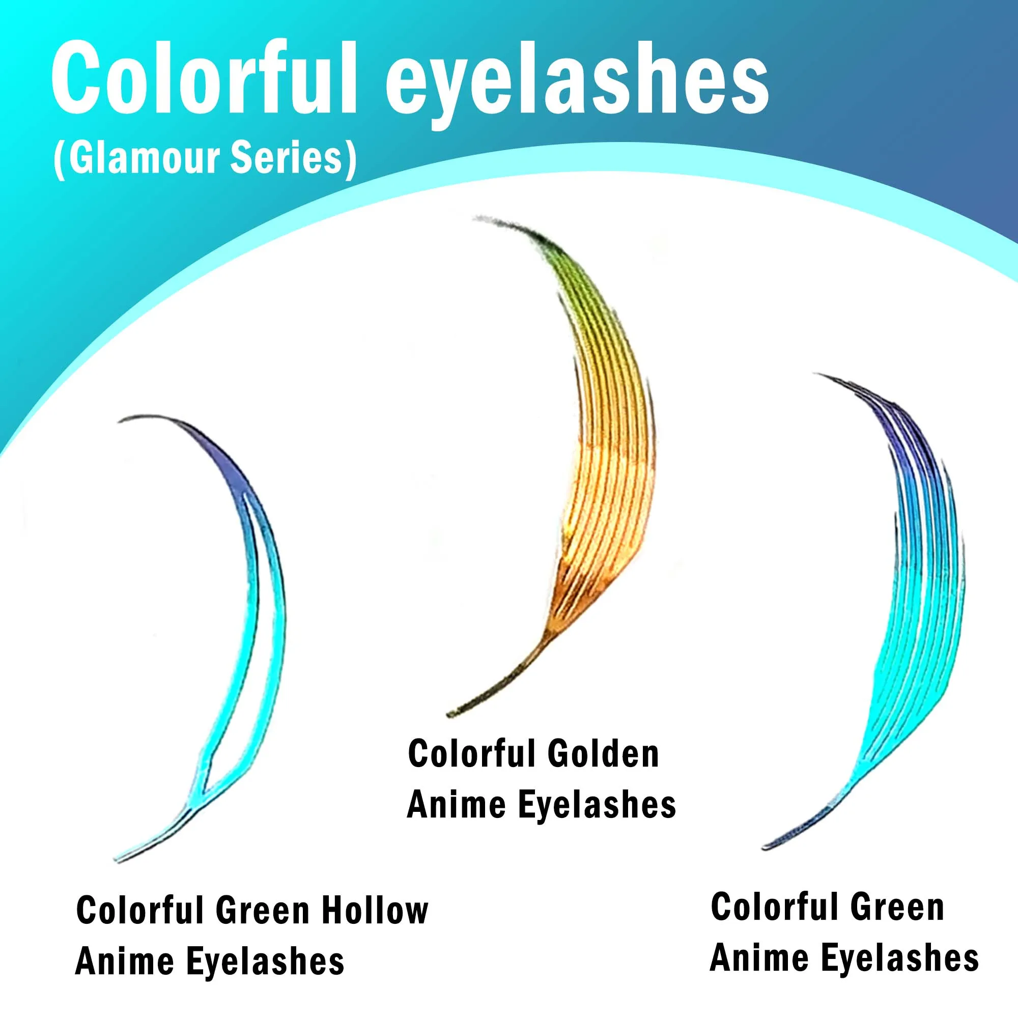 CoMango Extensões de cílios glamourosas Comic Spire, premium, dupla face, coloridas, postiços 0,07mm mix 8-15mm