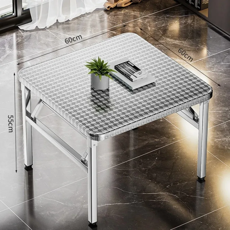 for Thickened Stainless Steel Folding Round Square Table Outdoor BBQ Canteen Desk for Learning Writing Sharing