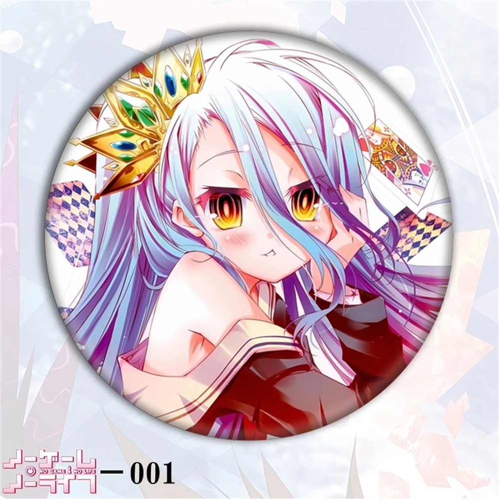 58 مللي متر أنيمي لا لعبة لا حياة الأبيض فارغة تأثيري زي شارة دبوس SPTE صفيح بروش الدعامة جيلف