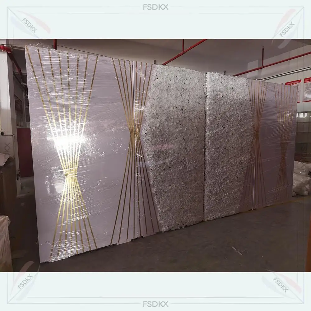 New Design Custom 600*240 cm Wedding Party Decoration Flower PVC Background Wall for Events Decoration