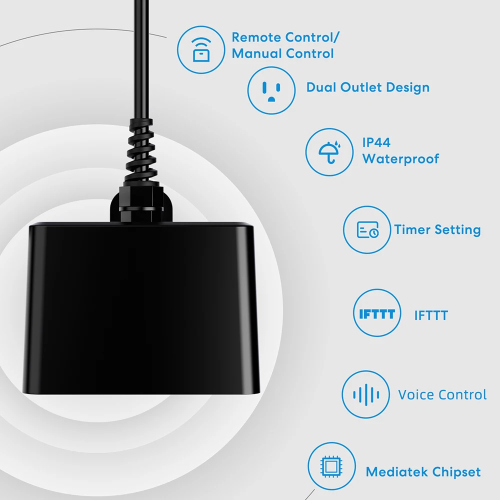 Meross HomeKit Outdoor Smart EU Plug WLAN Outdoor Steckdose Wi-Fi Outlet For Alexa Google Assistant SmartThings