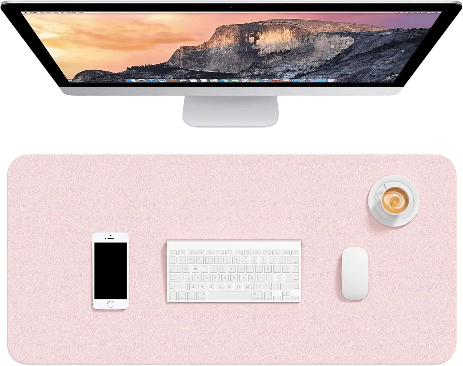 

30x14 Inch PU Leather Desk Pad, Waterproof, Non-Slip, Large Mouse Pad for Office Home, Pink