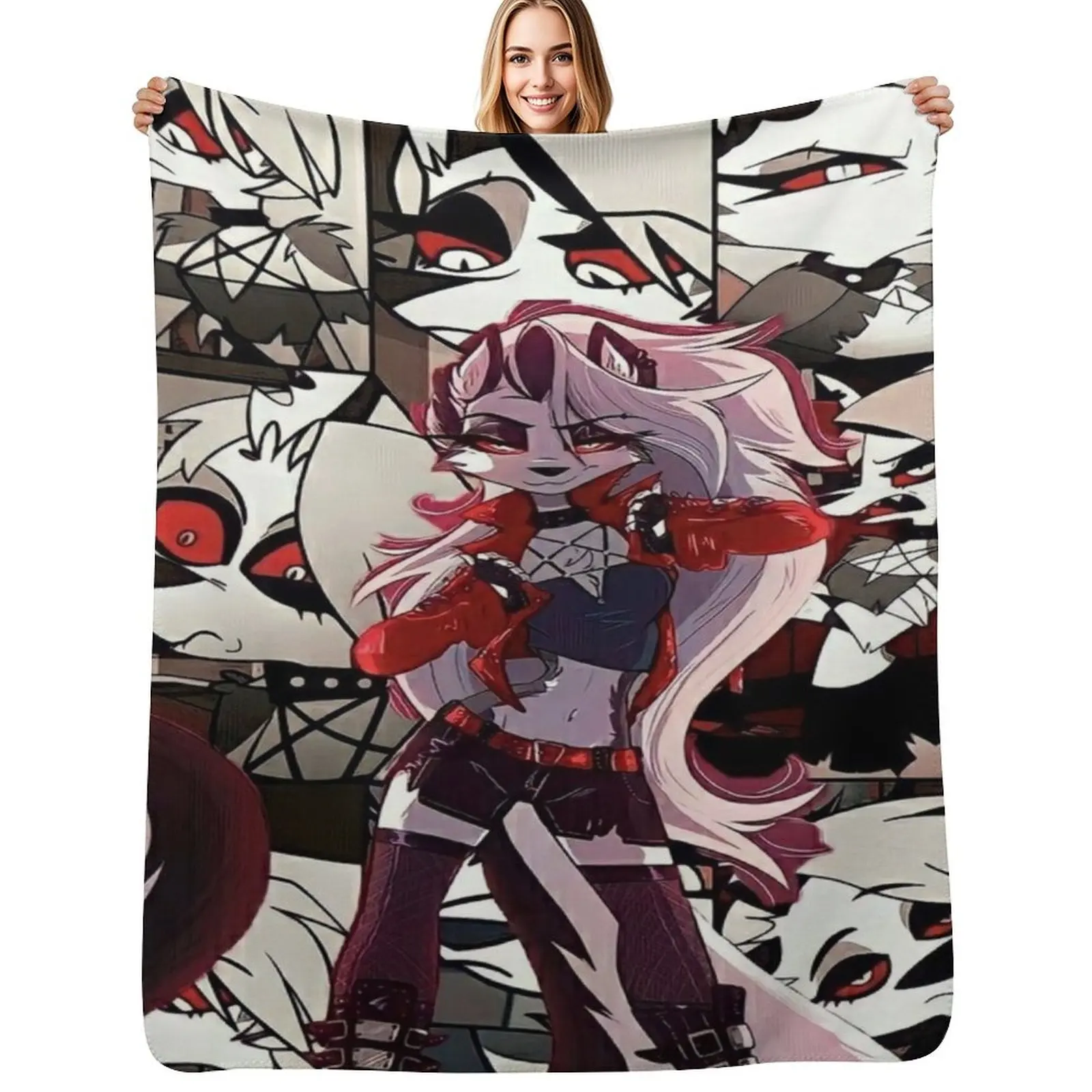 

Helluva Boss Loona Throw Blanket Cute Plaid Summer Sofas Vintage Blankets