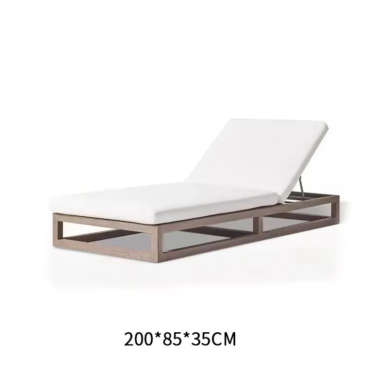 Premium Outdoor Teak Sun Lounger Chair Provides Waterproof Sunproof Daybed Villas Terraces Poolside Courtyards Swimming Pool Bed