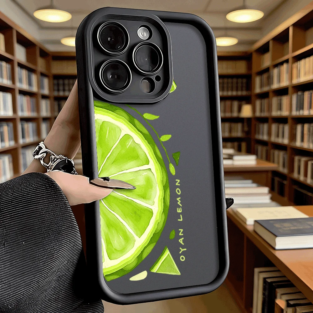 Funda de teléfono TPU antideslizante de lujo con diseño de rodaja de lima en acuarela para Xiaomi Redmi Note 15 14 13 12 11 10 9 Pro, cubierta protectora completa
