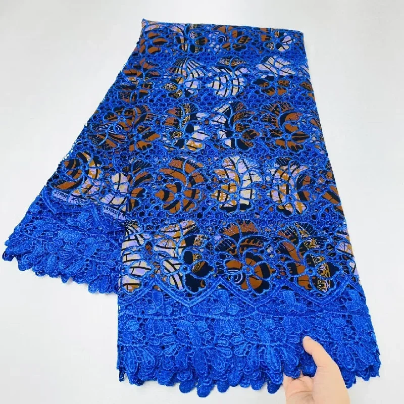 

5 Y High Huality Ankara Fabric African Real Guipure Lace Wax Print 100% Cotton Soft Tissus Embroidery For Sewing Material K80903