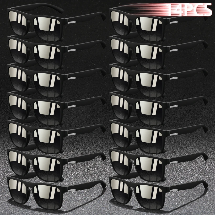 

14PCS Fashion Classic square UV400 Sunglasses Men Women Driving Fishing Colorful Trendy Lightweight Outdoor Goggles