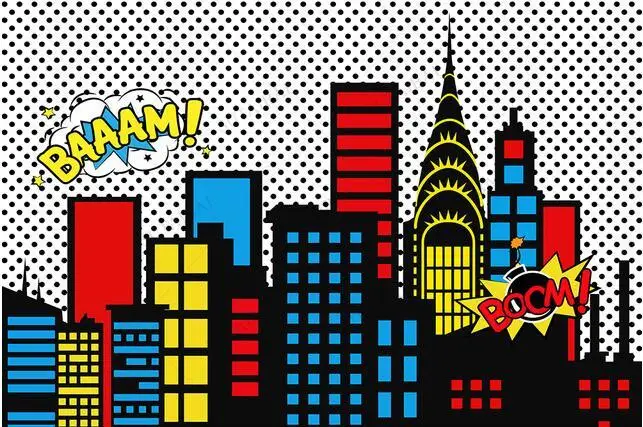 Super Hero City Building Super Hero Theme ฉากหลัง Baby Shower Birthday Party การถ่ายภาพพื้นหลังสำหรับ Photo Studio Photophone