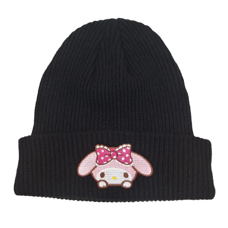 Cute Hello Kitty  cartoon Sanrio embroidery knit hat Cinnamon beanie  Kuromi pullover hat cat warm hat 2024 new style