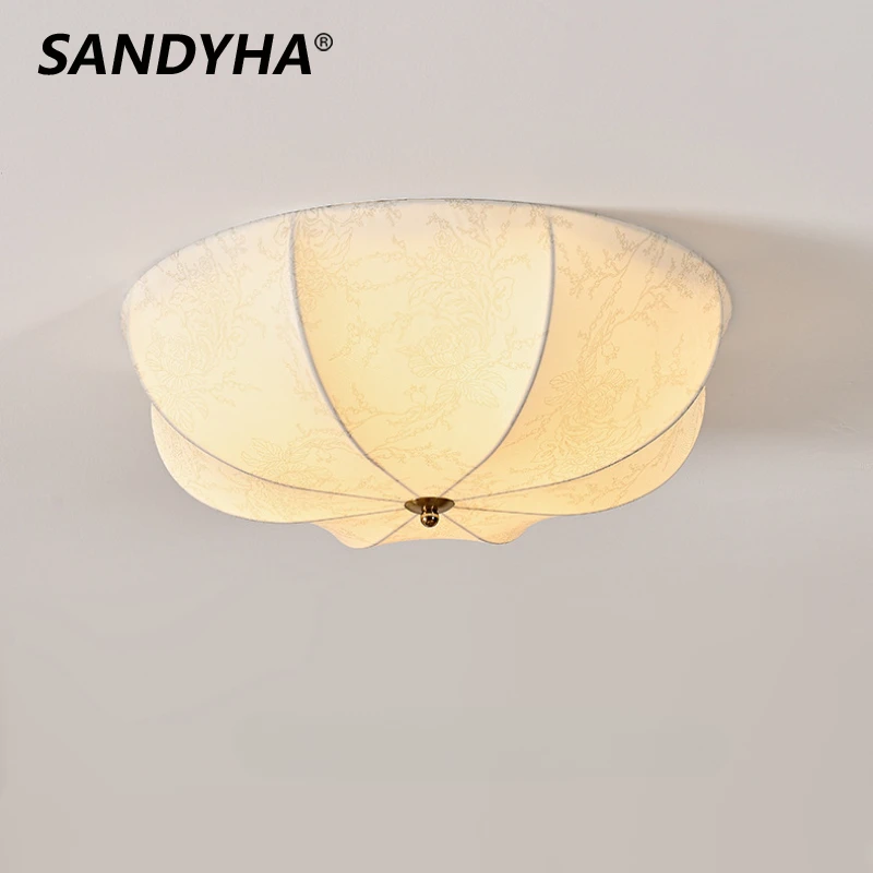 

Japanese Silk Ceiling Lights Fabric Lampshade Led Lamps for Living Room Bedroom Decoration Lighting Fixture Circular Design 2024