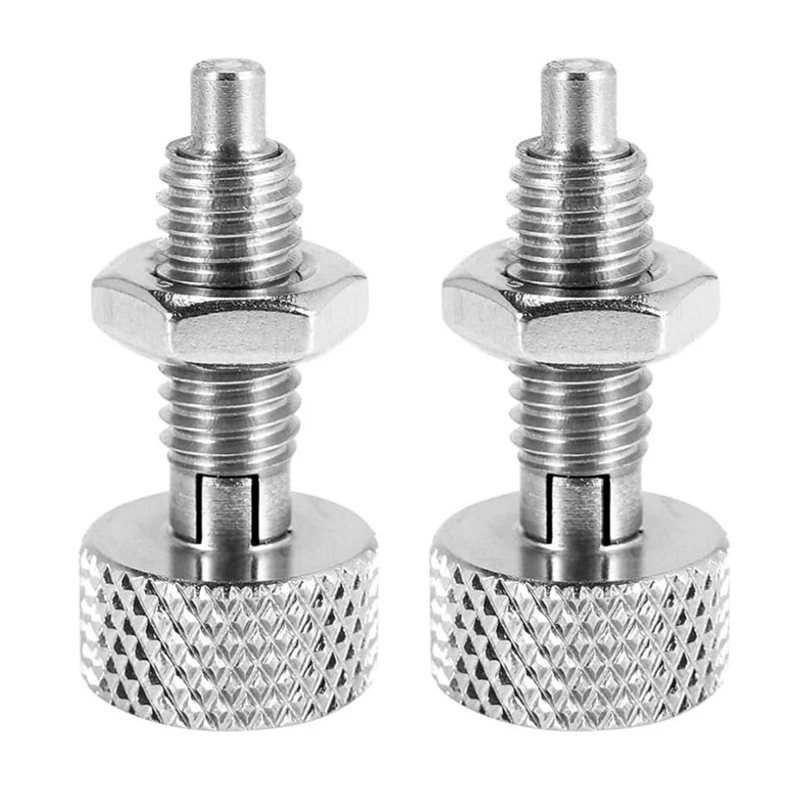 2Pcs Hand Retractable Spring Plunger, M16 Stainless Steel Quick Release Pin Lock Out Pin With Nut And Knurled Handle