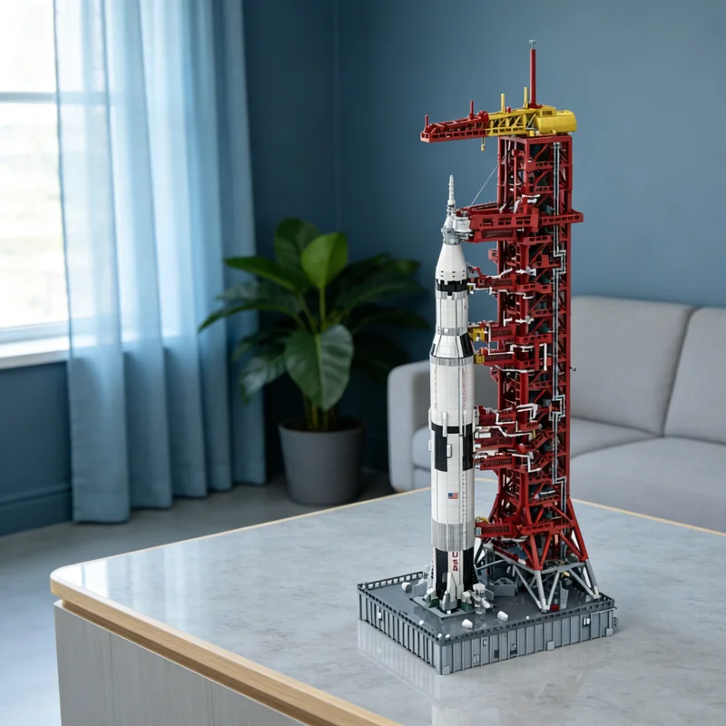 

15161 деталь MOC: Модель мобильной ракетной установки NASA Saturn V и космического комплекса, конструктор, игрушки для сборки, рождественские подарки, кирпичики для детей