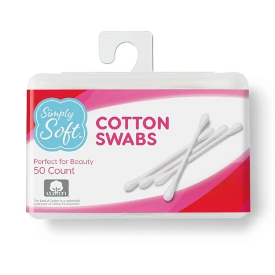 순면 팁 면봉, 위생 및 미용 관리용 이중 원형 팁, 50개입/12개입