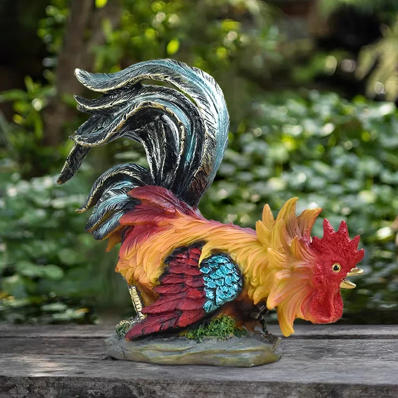 Pastoral courtyard Garden decoration Rooster ornament Rockery pool Fish pond landscaping Resin crafts