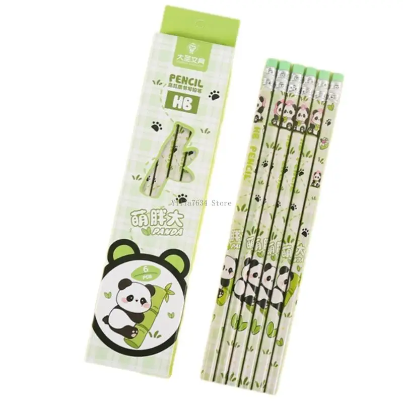 6PCS Wooden Children Pencils Cartoon Drawing Pencils for Student Children