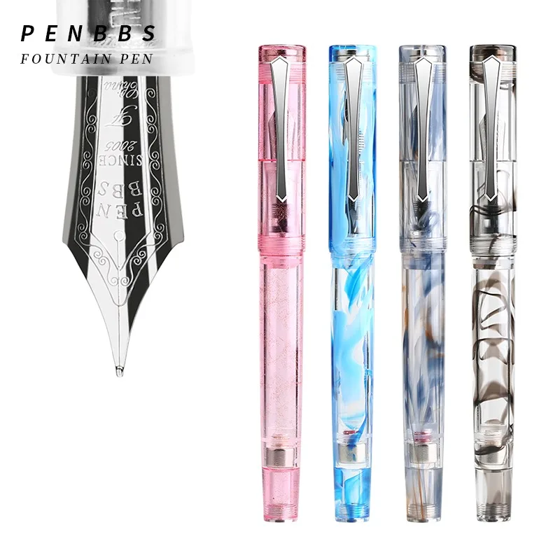 New PENBBS 487  Imported Resin Fountain Pen Magnet Inking Business Writing Practice Blade F 0.5MM Nib Writing Ink Pen Stationery