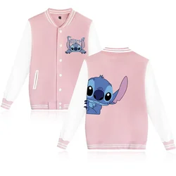 Moletom Disney Stitch masculino e feminino, jaqueta de beisebol dos anos 90, moletom infantil, jaqueta Harajuku para meninos e meninas, streetwear, casacos universitários, Y2k