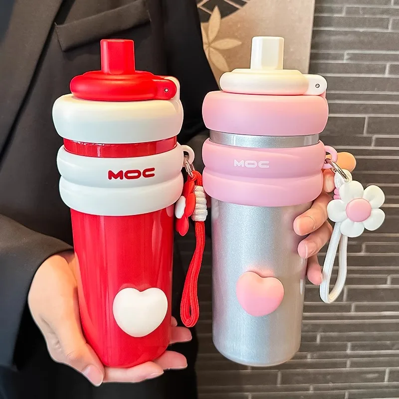 

Attack Insulation Cup Large Capacity Water Cup Girls New Ice Bar Cup Ceramic Liner Keep Cold Straw Cups