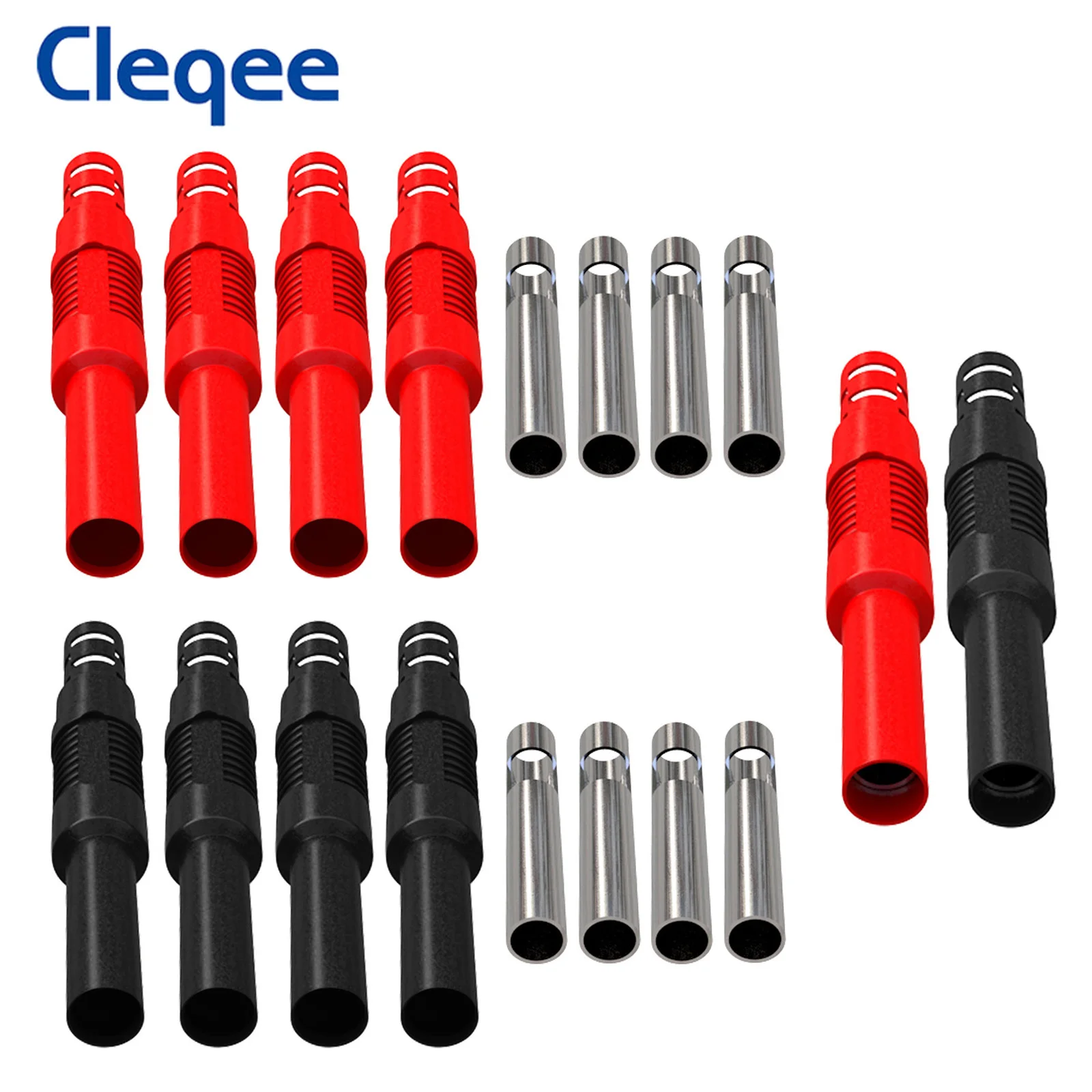 Cleqee 10 sztuk 4mm gniazdo żeńskie bananowe do przedłużacza multimetru złącze spawane DIY Adapter elektryczny 32A wysoki prąd