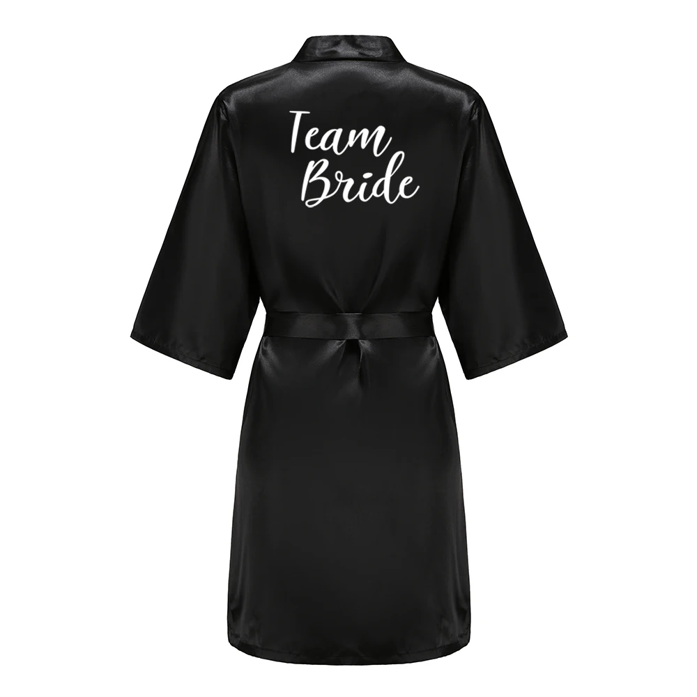 Black Women Silky Satin Robe Wedding Bridal Party Bride Bridesmaid Robes Kimono Loungewear Dressing Gowns image 3