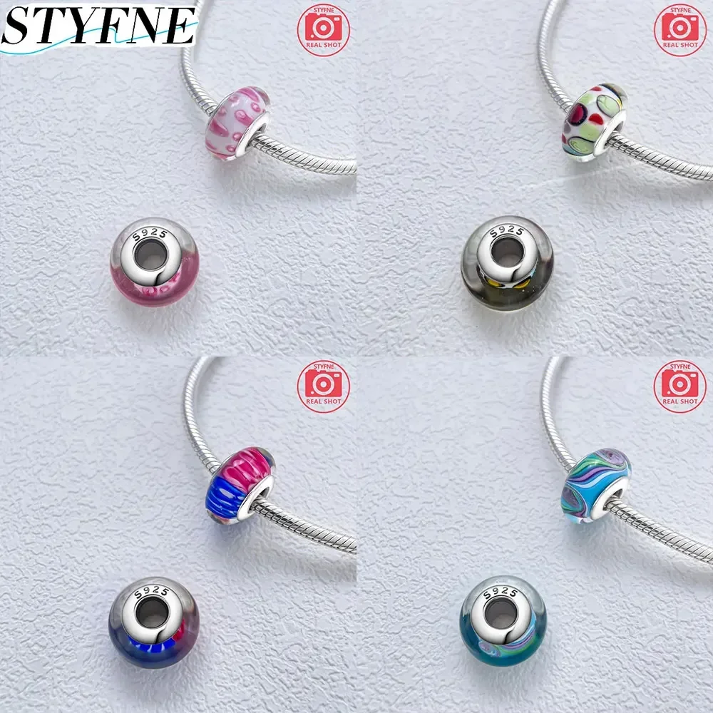 925 Sterling Silver Original Shiny New Mini Pattern Murano Turtle Rabbit Glass Beads per le donne creazione di gioielli con bracciale fai da te