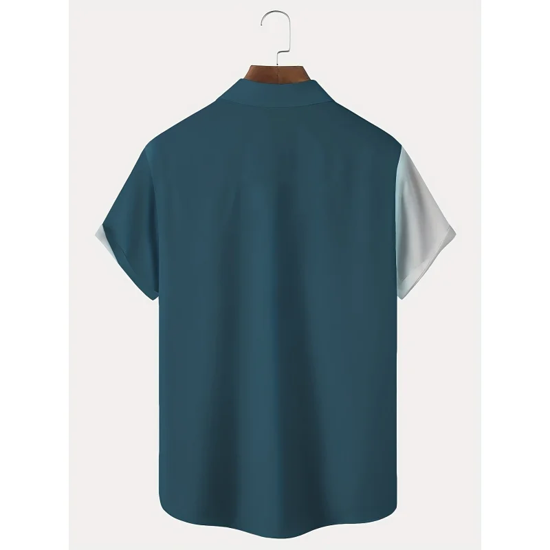 Vintage Hawaiian Coconut Tree Gradient Print Men's Button Pocket Shirt