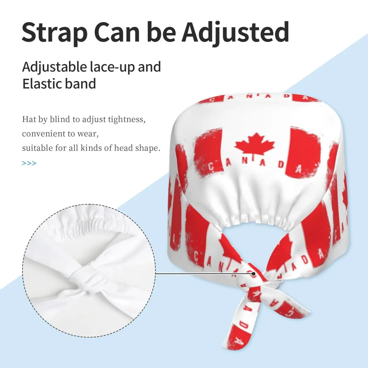Canada Flag Scrub Hat Doctor Working Surgical Cap Unisex Adjustable Nursing Caps for Dentist