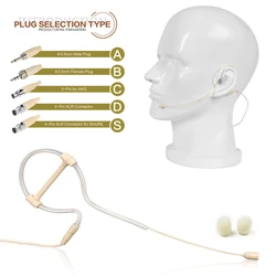 Beige Single Earhook Headset Mic Headworn Microphone Mini Headset Microphone With Covers 3.5mm 3 Pin 4 Pin XLR Plug