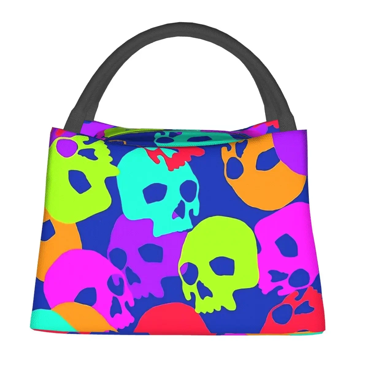 

Candy Skull Lunch Bag Colorful Skulls Convenient Lunch Box Picnic Graphic Cooler Bag Funny Oxford Thermal Tote Handbags