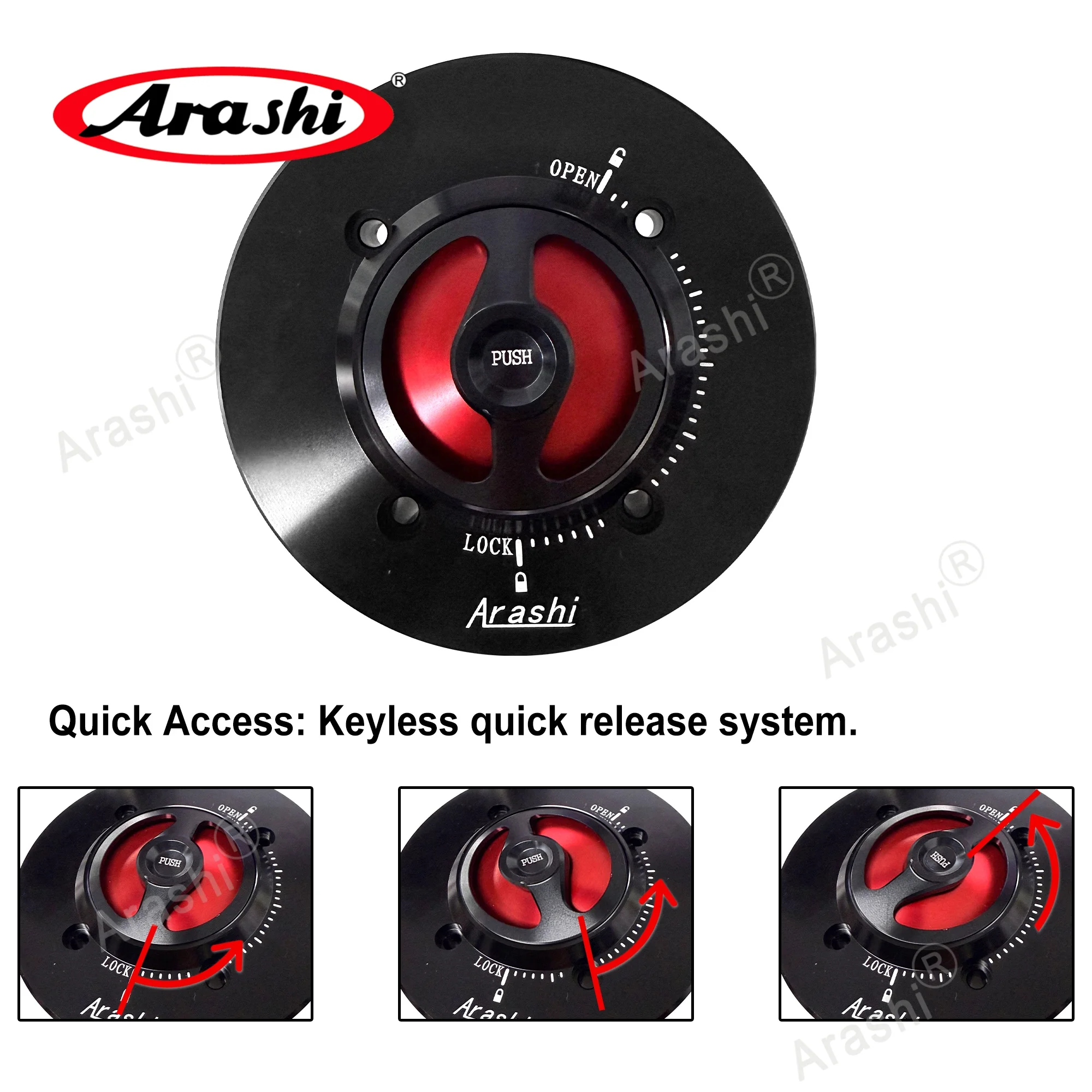 Arashi CNC Fuel Gas Tank Cap Oil Tank Cover Petrol Case Waterproof