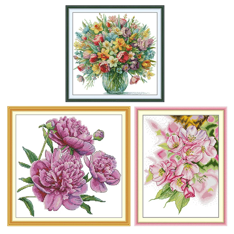 

Цветочная серия, набор для вышивки крестом, сделай сам, украшение для гостиной, подвесная картина, новые поделки, пейзаж, ручная работа, 14CT, вышивка