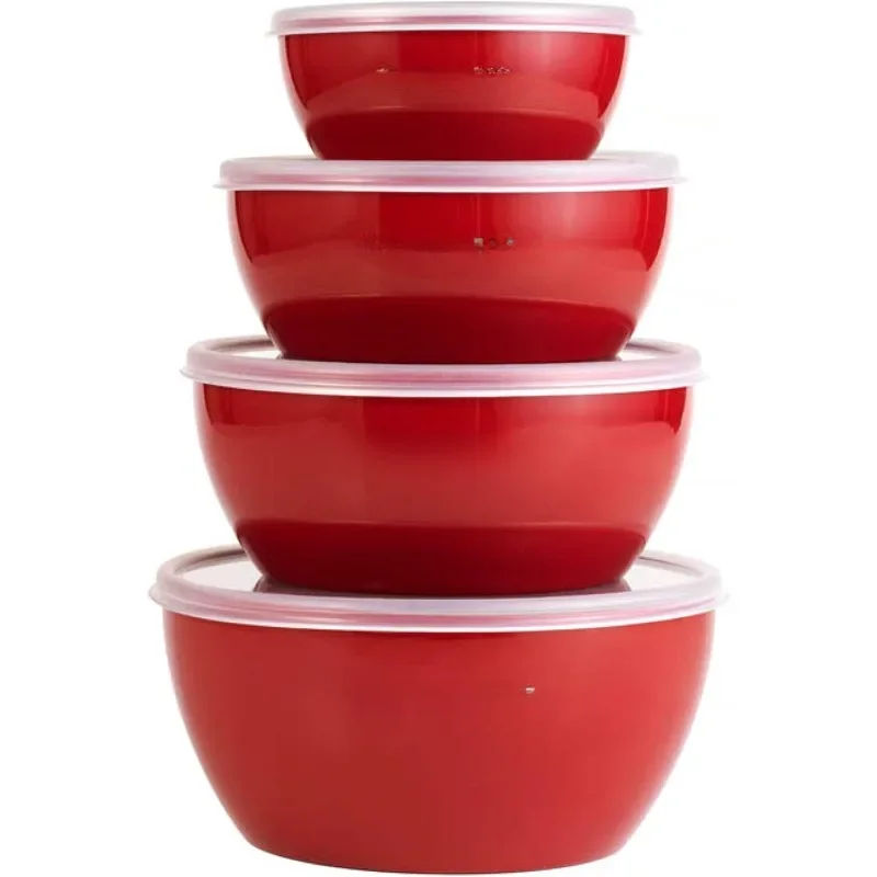 Classic Prep Bowls with Lids, Set of 4, Empire Red