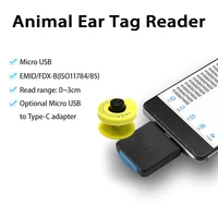 EMID FDX-B Lector de identificación de animales Micro USB RFID Etiqueta de oreja y Animal 134,2 Khz Chip OTG Lector para ganado