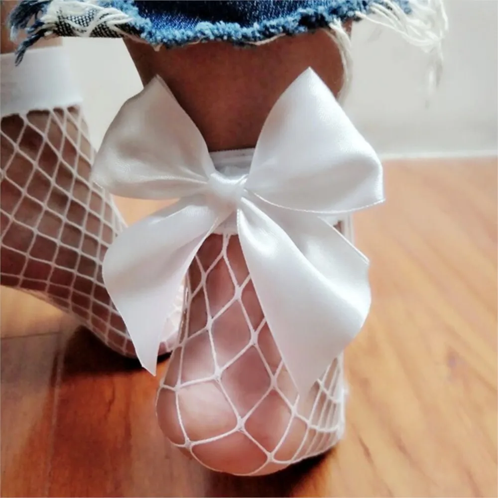 Baby Girls Kids Mesh Socks 2019 new Bow Fishnet Ankle High socks Lace Fish Net Vintage back bow Short Sock girl new Summer wear