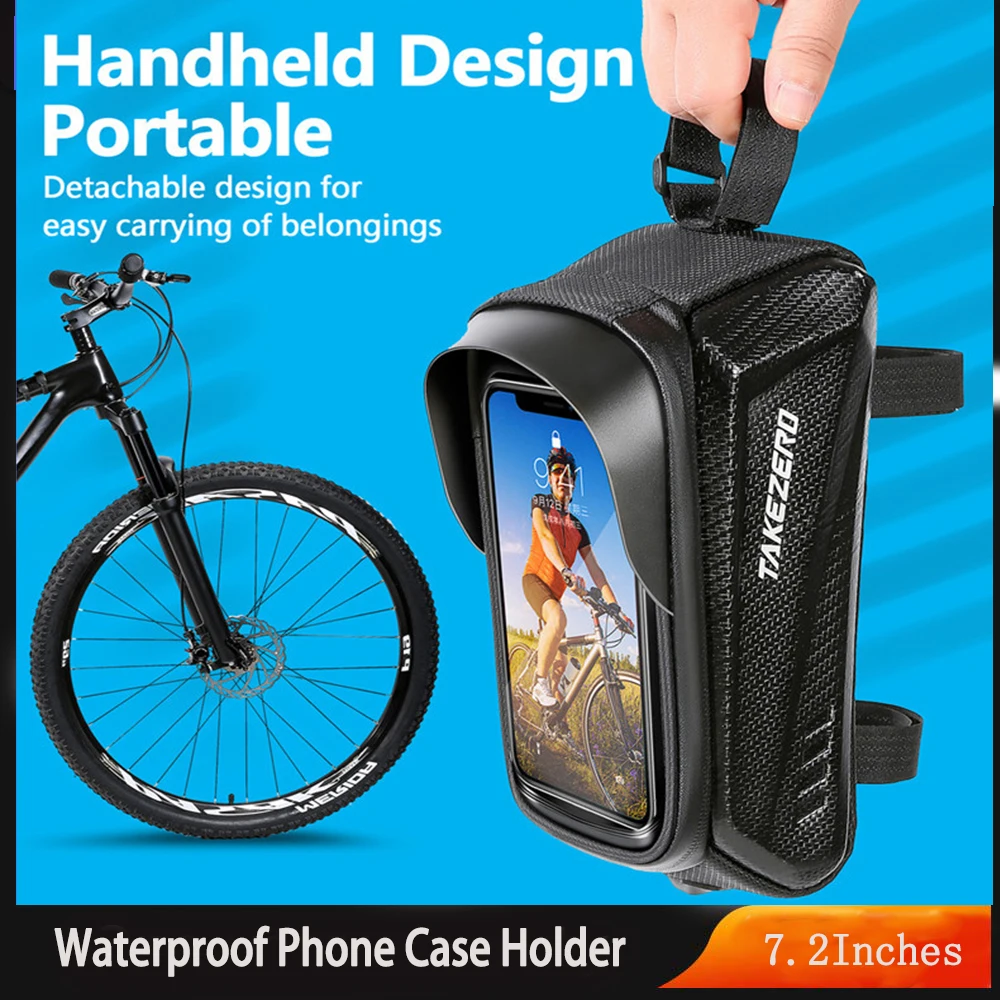 

TAKEZERO Bike Bag 2L Frame Front Tube Cycling Bag Bicycle Waterproof Phone Case Holder 7.2Inches Touchscreen Rainproof Bags