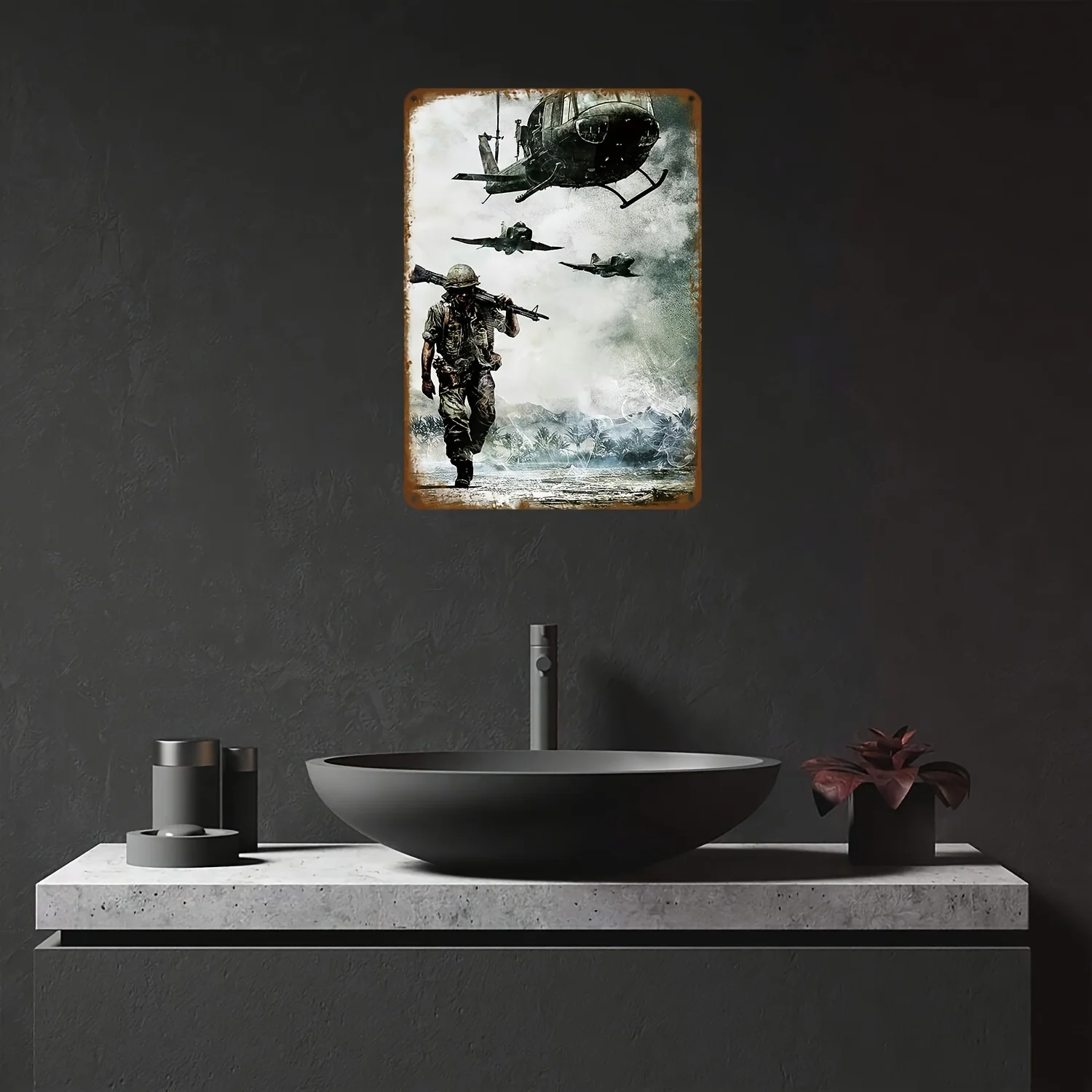 CIFBUY Vintage Military Helicopter Tin Sign Retro Soldier Aircraft Metal Plaque Waterproof Durable Aluminum Wall Art for Home Of