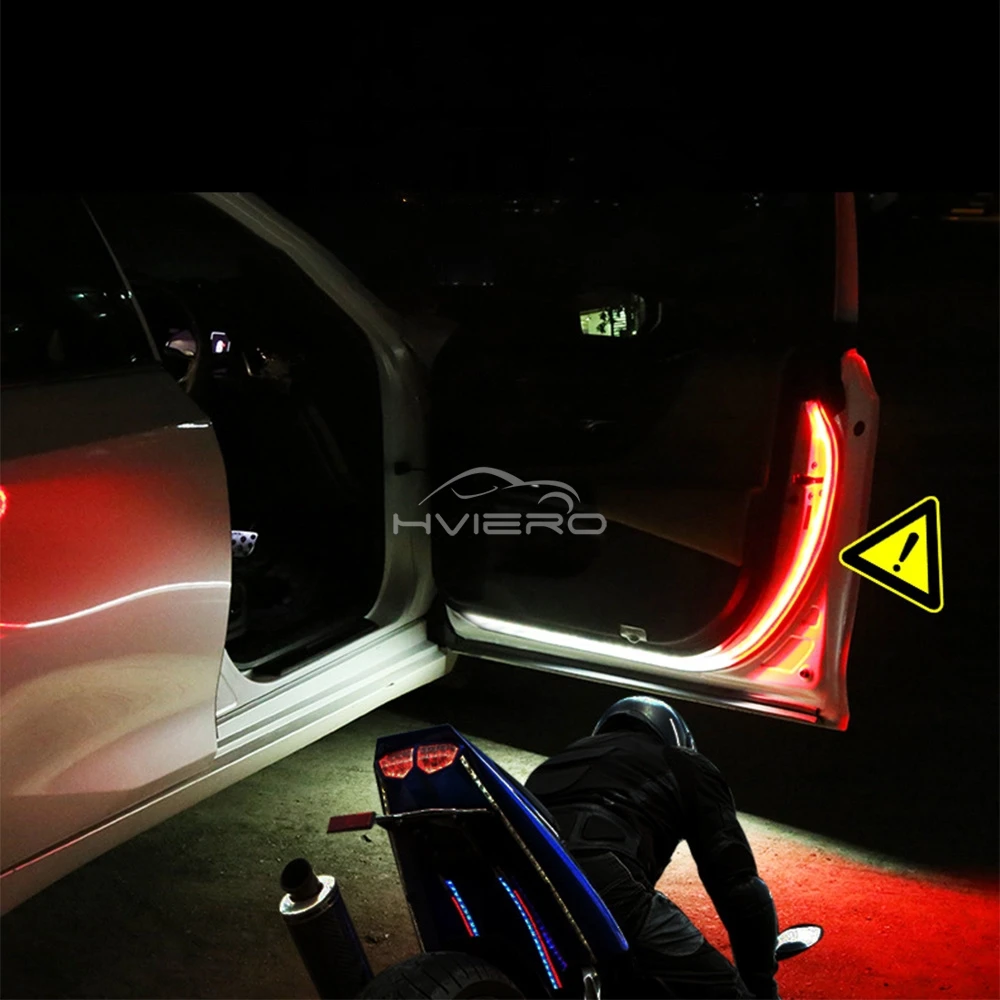 1pcs LED Strip Car Door Strobe Signal Lamp White Red Warning Light Bar for Decoration Welcome Parking Anti Collision Safety 12V