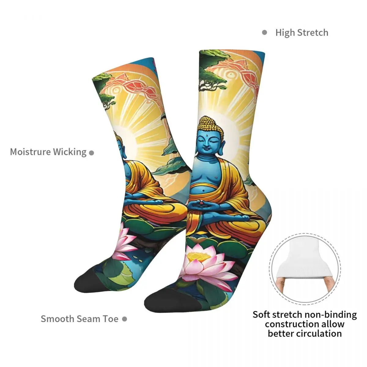 Buddha And The Tree Of Life Socks Harajuku Super Soft Stockings All Season Long Socks Accessories for Man Woman Christmas Gifts