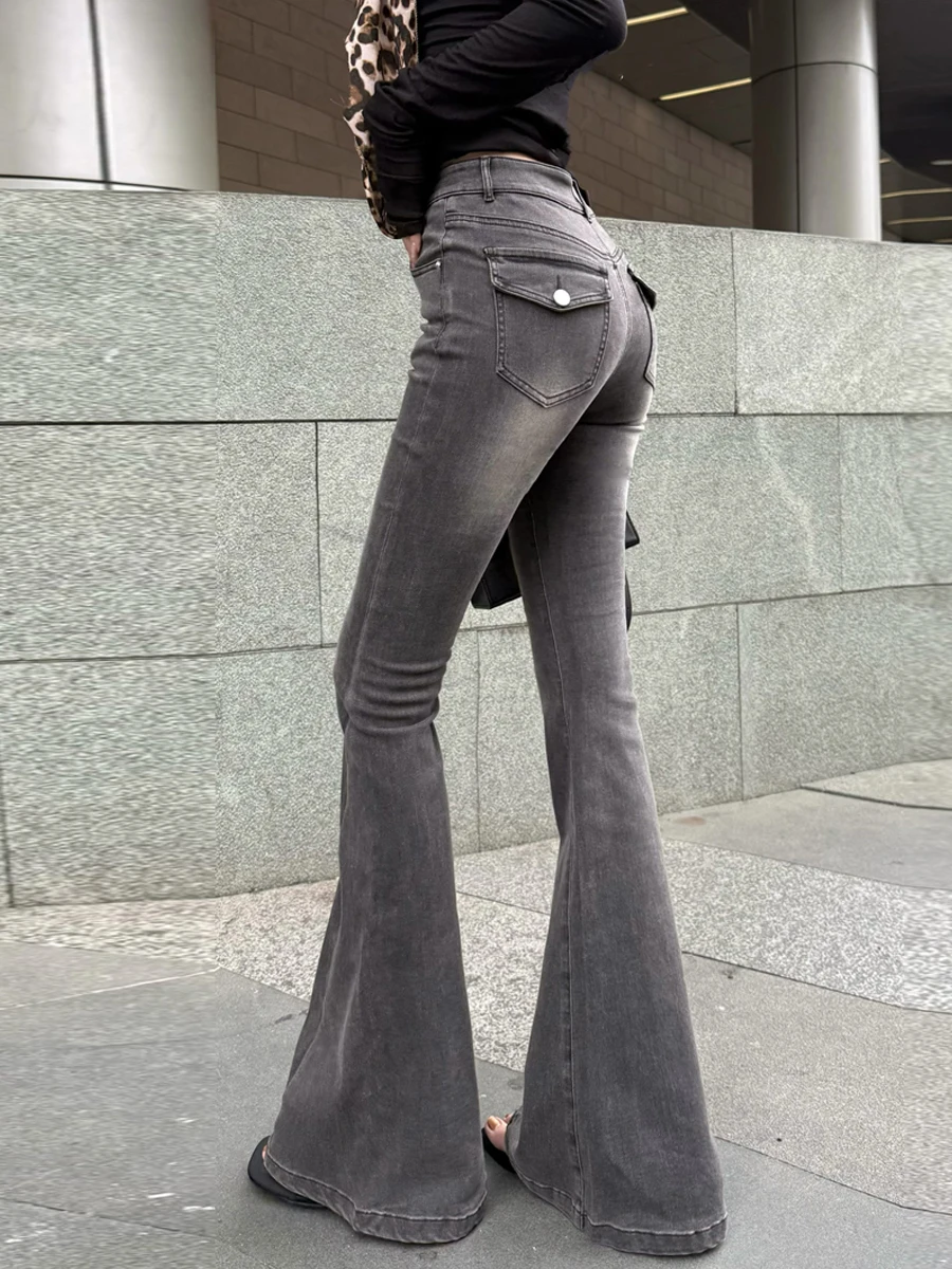 

Slimming High Waist Bell Bot Jeans Sexy Retro Cotton Stretch Denim Pants Long Floor-Length Pants for Young Women 8-24 Yea...
