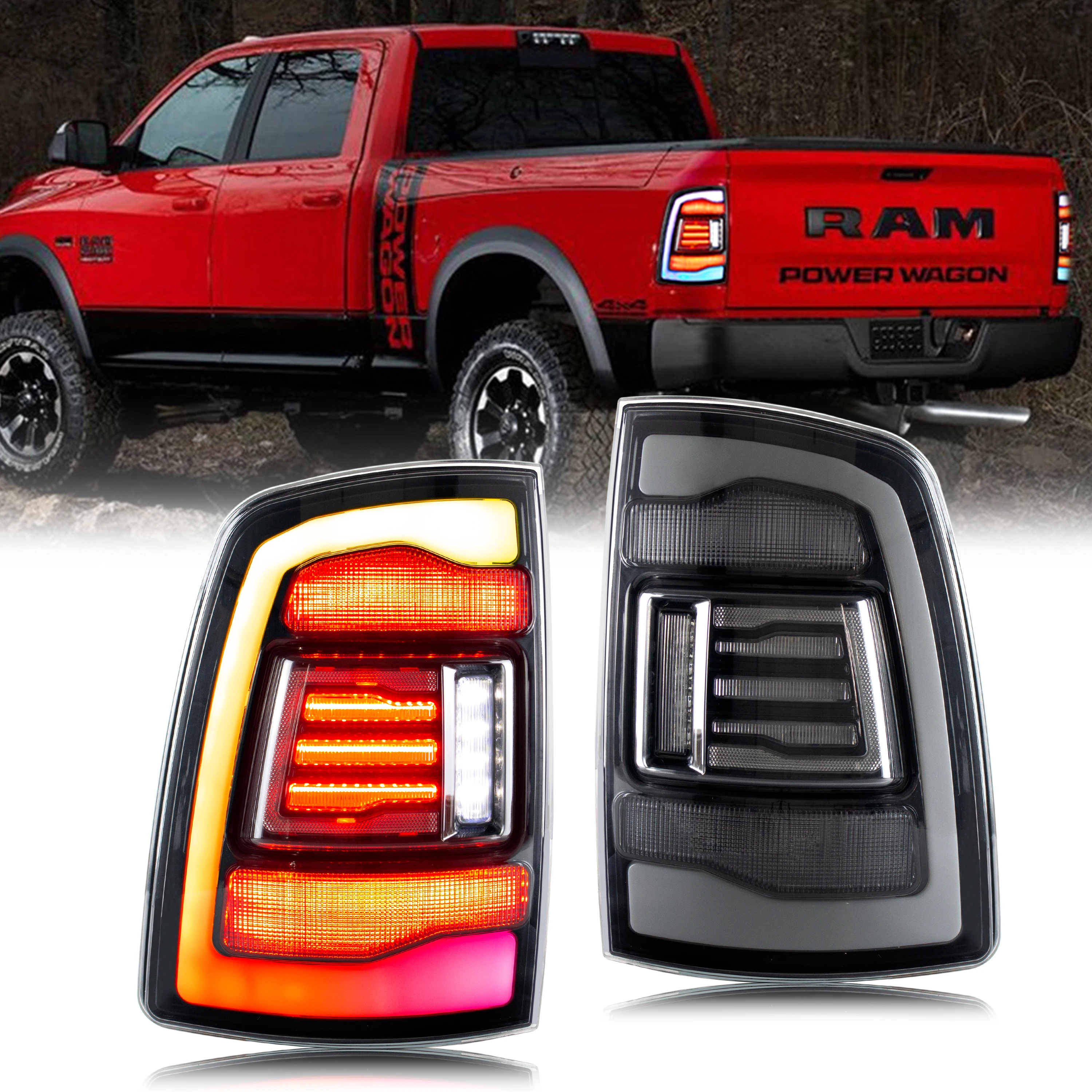 

LED RGB Tail Lights For Dodge Ram 2009-2012 With Start-up Animation Sequential Signal Taillights Accessary